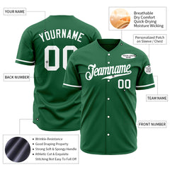 Custom Green Baseball Jersey Stitched Authentic Button Down Vintage Shirt