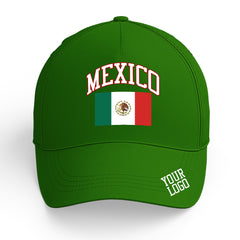 Custom Green Baseball Cap Mexico Flag Adjustable Hat