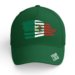 Custom Green Baseball Cap Mexican Flag Adjustable Hat for Men and Women