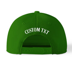 Custom Green Print Logo Text Adjustable Snapback Cotton Twill Hat