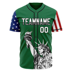 Custom Green National USA Flag Two Tone Authentic Vintage Baseball Jersey