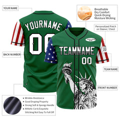 Custom Green National USA Flag Two Tone Authentic Vintage Baseball Jersey