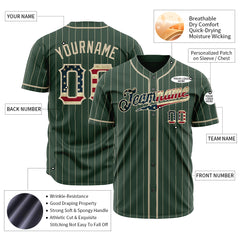 Custom Green National Flag Pinstripe Fans Special Edition Authentic Vintage Baseball Jersey