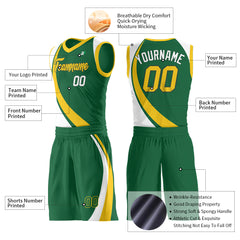 Custom Hunter Green Yellow Basketball Uniform Print Athletic V Neck Mesh Jersey