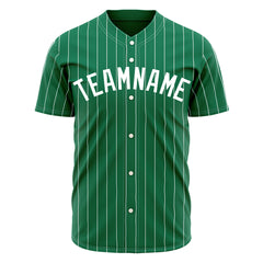 Custom Pinstripe Kelly Green Full Button Down Mesh Fans Special Edition Authentic Baseball Jersey