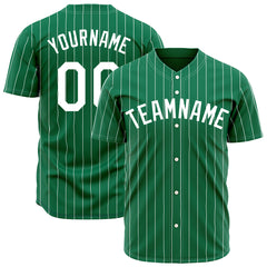 Custom Pinstripe Kelly Green Full Button Down Mesh Fans Special Edition Authentic Baseball Jersey