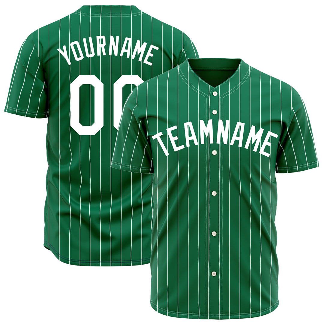 Custom Kelly Green Pinstripe Mesh Fans Special Edition Authentic Baseball Jersey