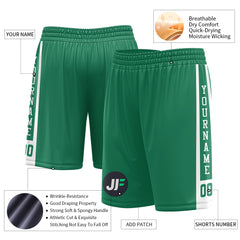 Custom Kelly Green Mesh Sports Basketball Shorts with Side Pockets