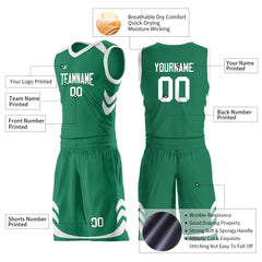 Custom Kelly Green Basketball Uniform For Adult Youth Fans Mesh Jersey