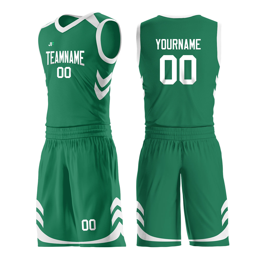 Custom Kelly Green Basketball Uniform For Adult Youth Fans Mesh Jersey