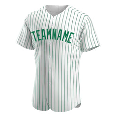 Custom Kelly Green Pinstripe Full Button Down Mesh Fans Special Edition Authentic Baseball Jersey