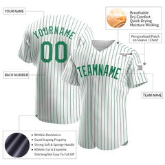 Custom Kelly Green Pinstripe Full Button Down Mesh Fans Special Edition Authentic Baseball Jersey