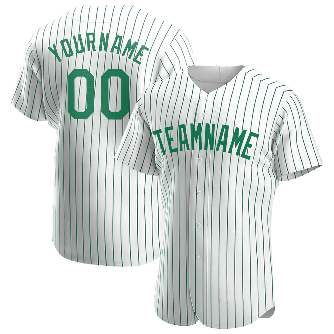 Custom Kelly Green Pinstripe Full Button Down Mesh Fans Special Edition Authentic Baseball Jersey