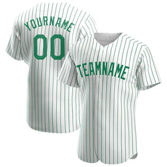 Custom Kelly Green Pinstripe Full Button Down Mesh Fans Special Edition Authentic Baseball Jersey