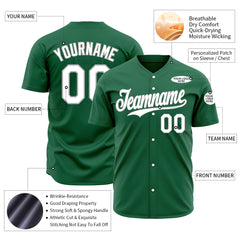 Custom Green Baseball Jersey Authentic Hip Hop Button Down Vintage Shirt