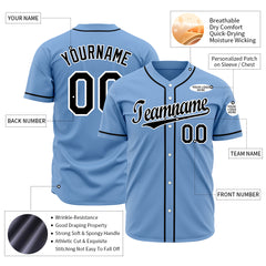 Custom Light Blue Full Button Up Mesh Fans Special Edition Authentic Baseball Jersey