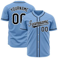 Custom Light Blue Full Button Up Mesh Fans Special Edition Authentic Baseball Jersey