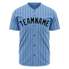 Custom Pinstripe Light Blue Full Button Down Mesh Fans Special Edition Authentic Baseball Jersey