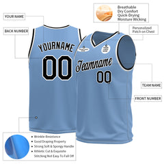 Custom Light Blue Basketball Jersey Mesh Sports Performance Team Uniform