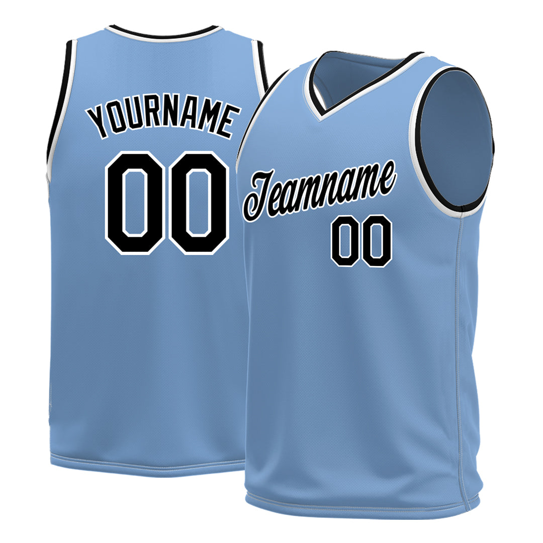 Custom Light Blue Basketball Jersey Mesh Sports Performance Team Uniform