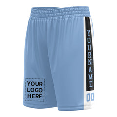 Custom Light Blue Mesh Sports Basketball Shorts with Side Pockets