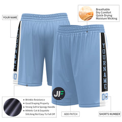 Custom Light Blue Mesh Sports Basketball Shorts with Side Pockets