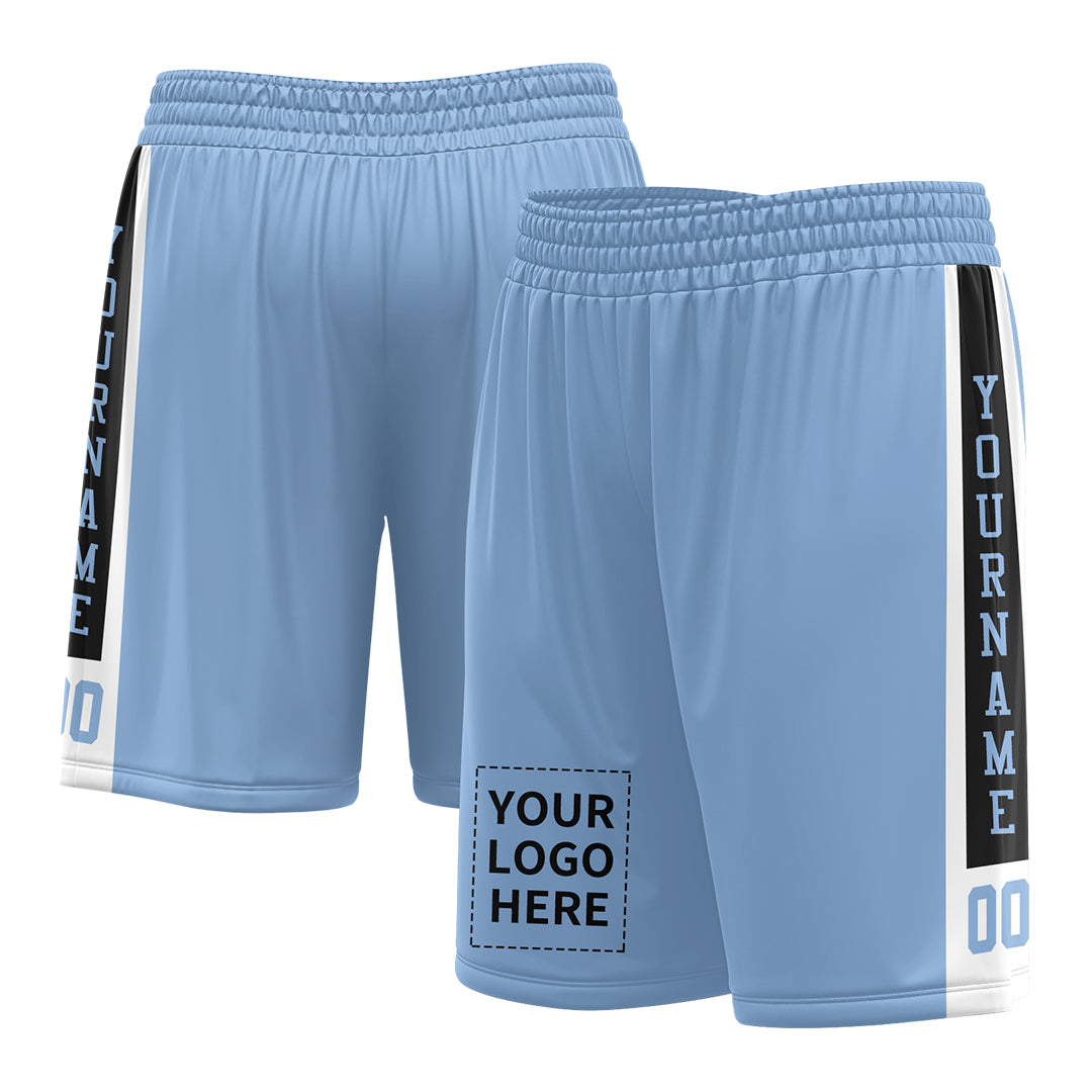 Custom Light Blue Mesh Sports Basketball Shorts with Side Pockets