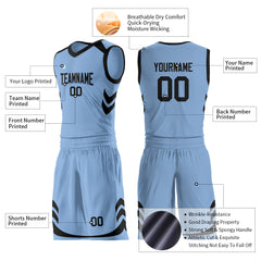 Custom Light Blue Basketball Uniform For Adult Youth Fans Mesh Jersey