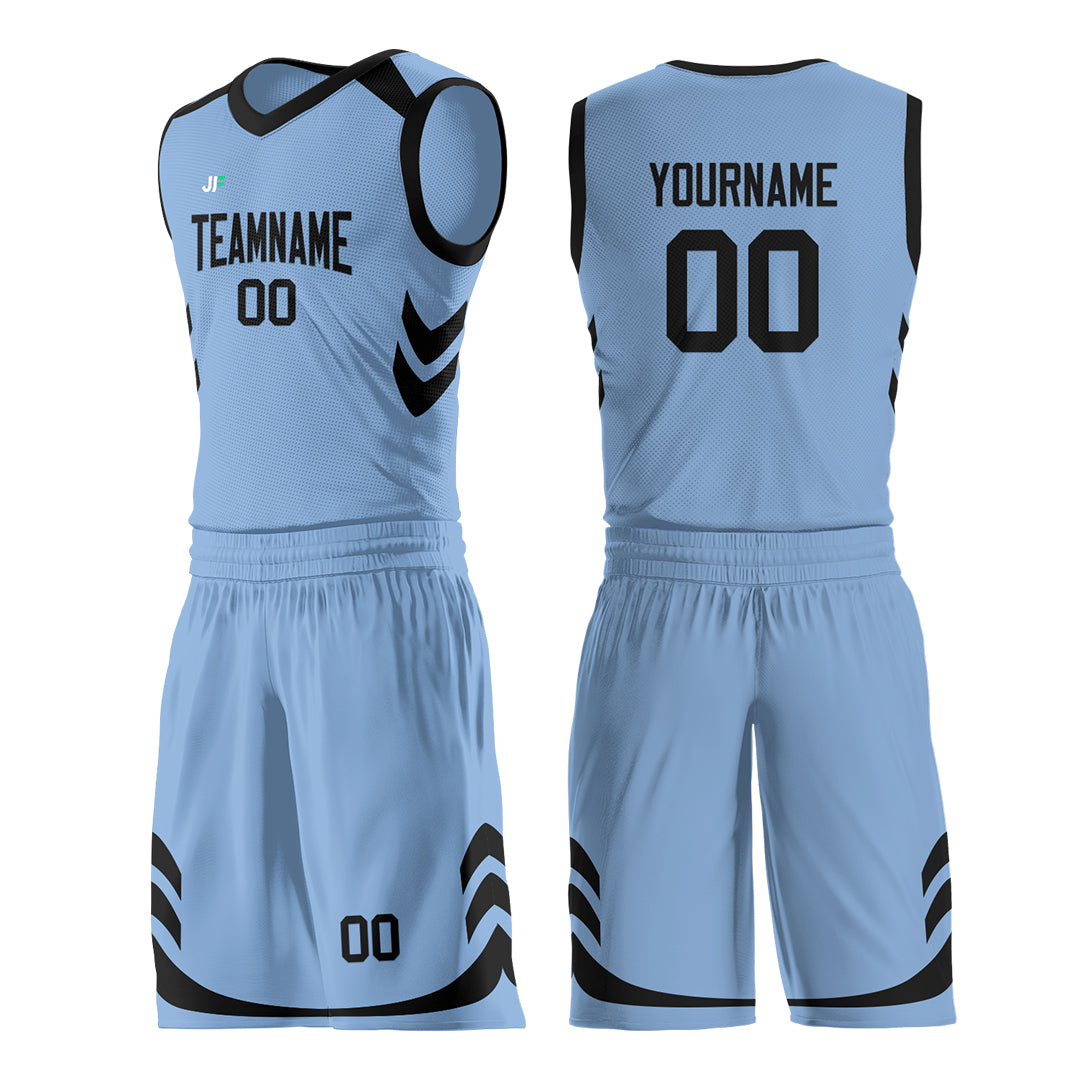 Custom Light Blue Basketball Uniform For Adult Youth Fans Mesh Jersey