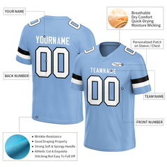 Custom Light Blue Football Jersey Athletic Shirt For Adult Youth