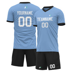 Custom Light Blue Soccer Uniform For Adult Youth Fans Jersey