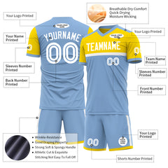 Custom Light Blue Soccer Uniform Training Outfit Sportswear