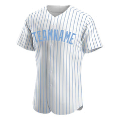 Custom Light Blue Pinstripe Full Button Down Mesh Fans Special Edition Authentic Baseball Jersey