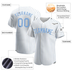 Custom Light Blue Pinstripe Full Button Down Mesh Fans Special Edition Authentic Baseball Jersey