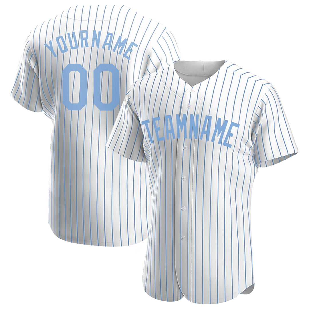 Custom Light Blue Pinstripe Full Button Down Mesh Fans Special Edition Authentic Baseball Jersey