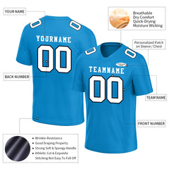 Custom Light Blue Football Jersey Player Fans Team Uniforms For Adult Youth Unisex