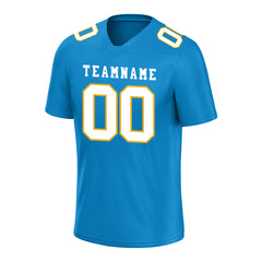 Custom Light Blue Orange Football Jersey Player Fans Team Uniforms For Adult Youth Unisex