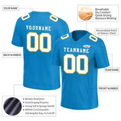 Custom Light Blue Orange Football Jersey Player Fans Team Uniforms For Adult Youth Unisex