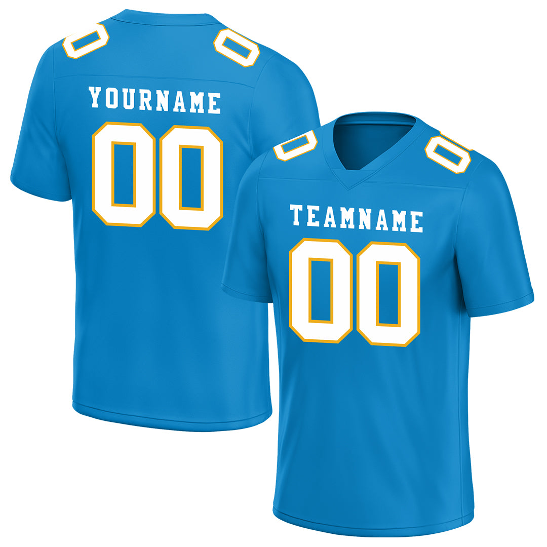 Custom Light Blue Orange Football Jersey Player Fans Team Uniforms For Adult Youth Unisex