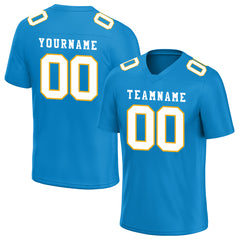 Custom Light Blue Orange Football Jersey Player Fans Team Uniforms For Adult Youth Unisex