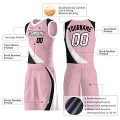 Custom Light Pink Basketball Uniform Print Athletic V Neck Mesh Jersey