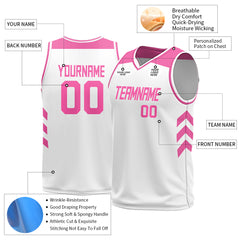 Custom Medium White Mesh Basketball Athletic Performance Jersey