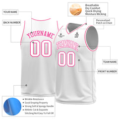 Custom Medium White Basketball Jersey Mesh Sports Athletic Performance Shirts