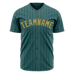 Custom Pinstripe Midnight Green Full Button Down Mesh Fans Special Edition Authentic Baseball Jersey