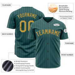 Custom Pinstripe Midnight Green Full Button Down Mesh Fans Special Edition Authentic Baseball Jersey