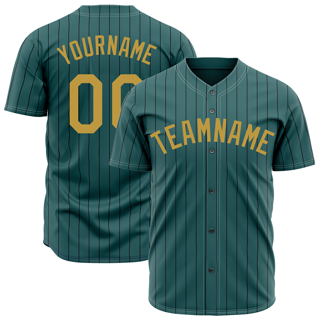 Custom Midnight Green Pinstripe Mesh Fans Special Edition Authentic Baseball Jersey