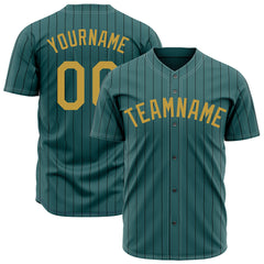 Custom Pinstripe Midnight Green Full Button Down Mesh Fans Special Edition Authentic Baseball Jersey