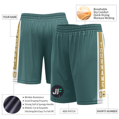 Custom Midnight Green Mesh Sports Basketball Shorts with Side Pockets