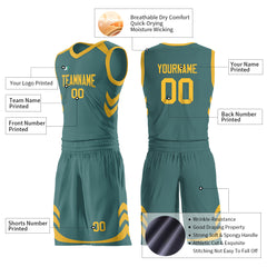 Custom Midnight Green Basketball Uniform For Adult Youth Fans Mesh Jersey