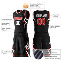 Custom Black Basketball Uniform Print Name Number Athletic V Neck Mesh Jersey Design Your Own